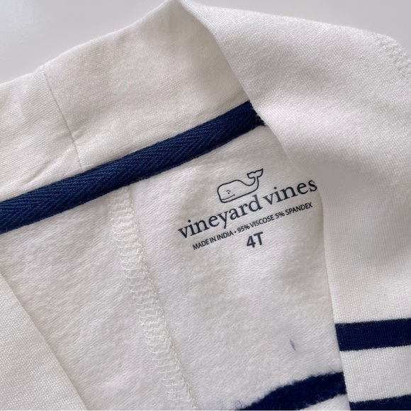 Vineyard Vines Little Girls White Navy Dreamcloth Striped Open Cardigan Size 4T - Picture 3 of 5
